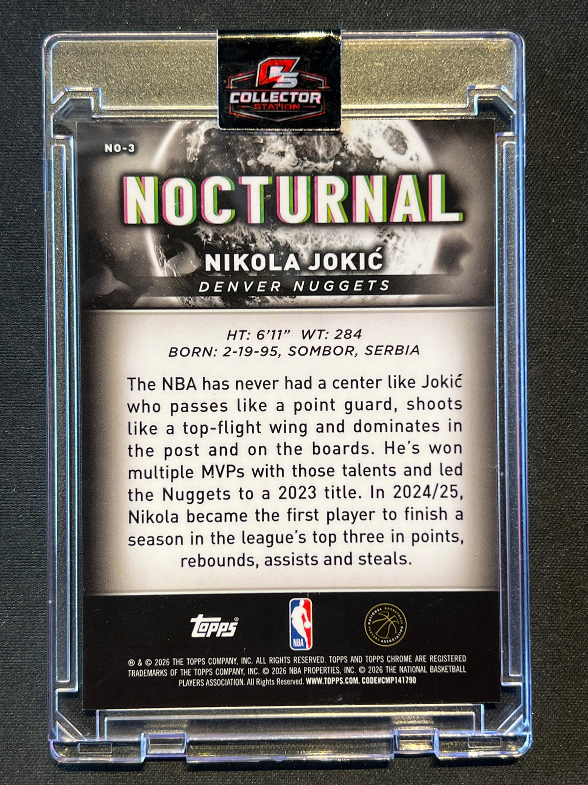2025-26 Topps Chrome Black Nikola Jokic SSP Nocturnal #NO-3