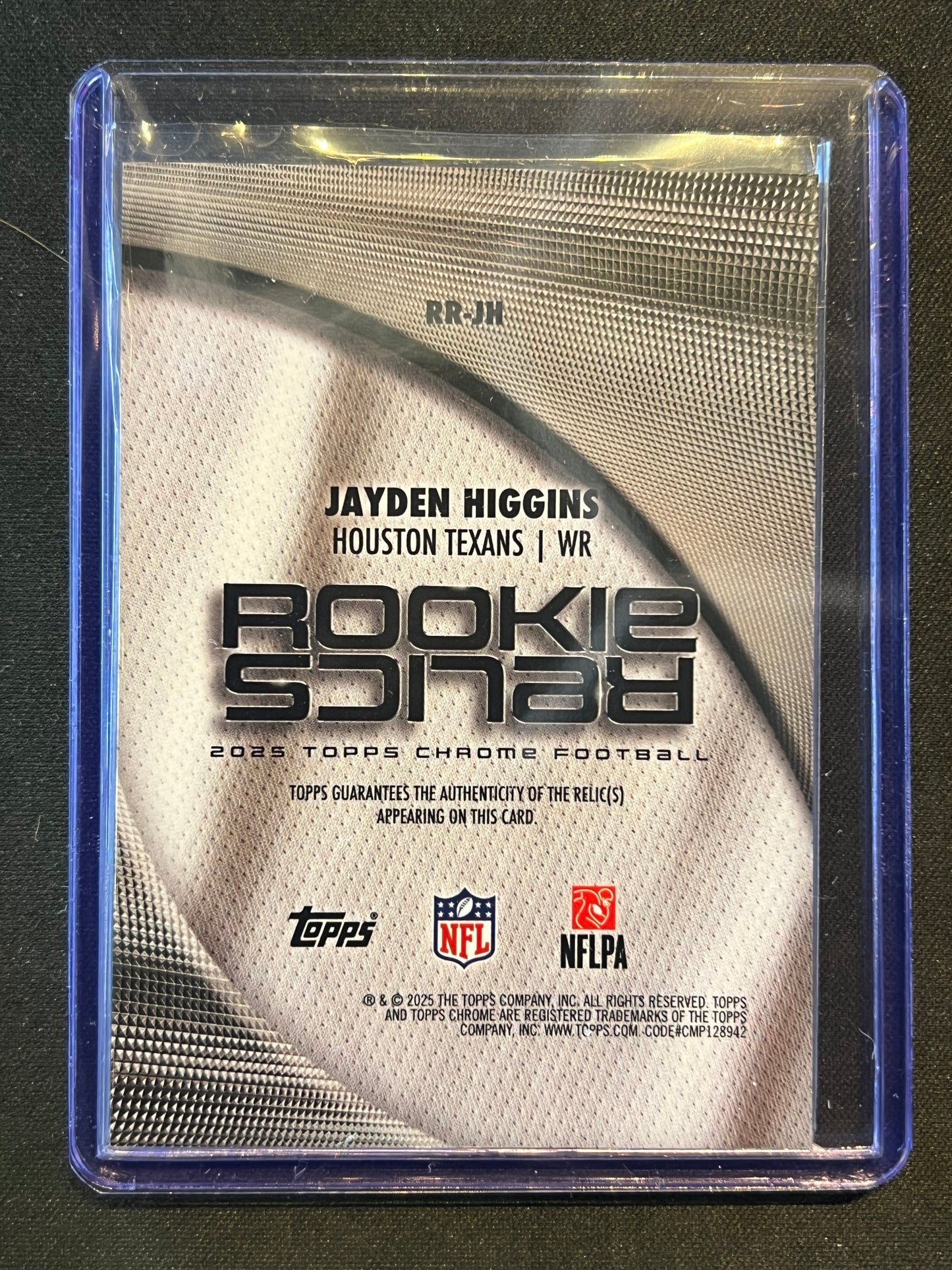 2025 Topps Chrome Jayden Higgins Gold Rookie Relics RC Jersey /50 #RR-JH Texans