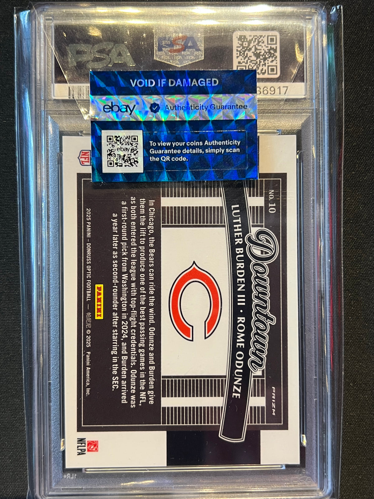 2025 Donruss Optic Luther Burden III Rome Odunze Downtown Duos RC #10 PSA 8
