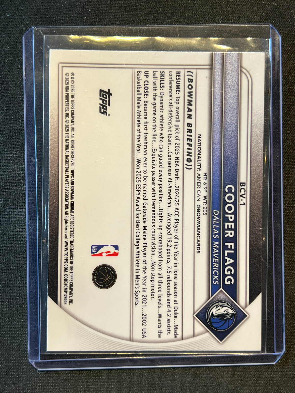 2025-26 Bowman - Chrome Cooper Flagg #BCV-1 (RC)