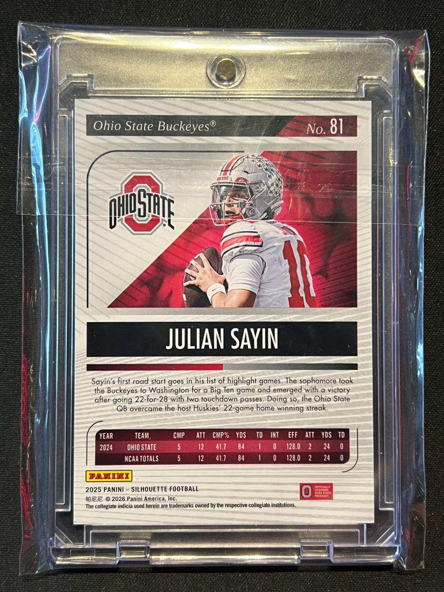 2025 Silhouette Julian Sayin 10/15 Number Match Ohio State #81