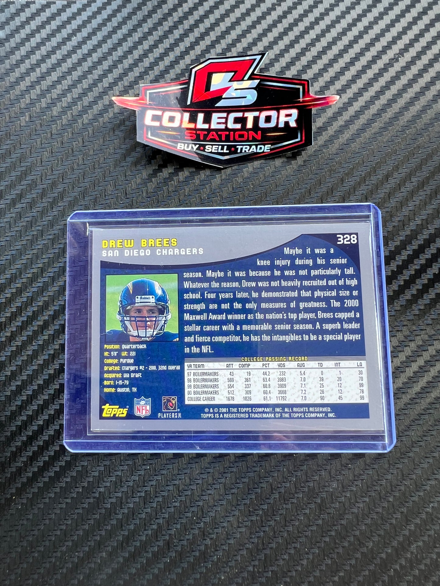 Topps 2001 Drew Brees #328 RC
