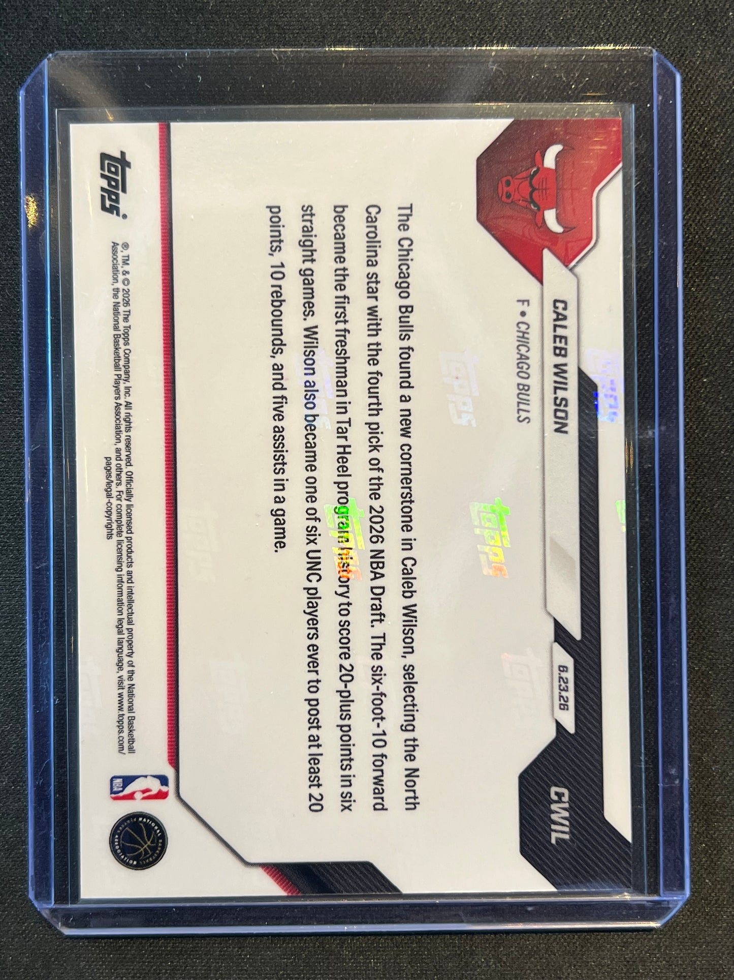 2026 Topps Now NBA Draft Caleb Wilson #CWIL Bulls