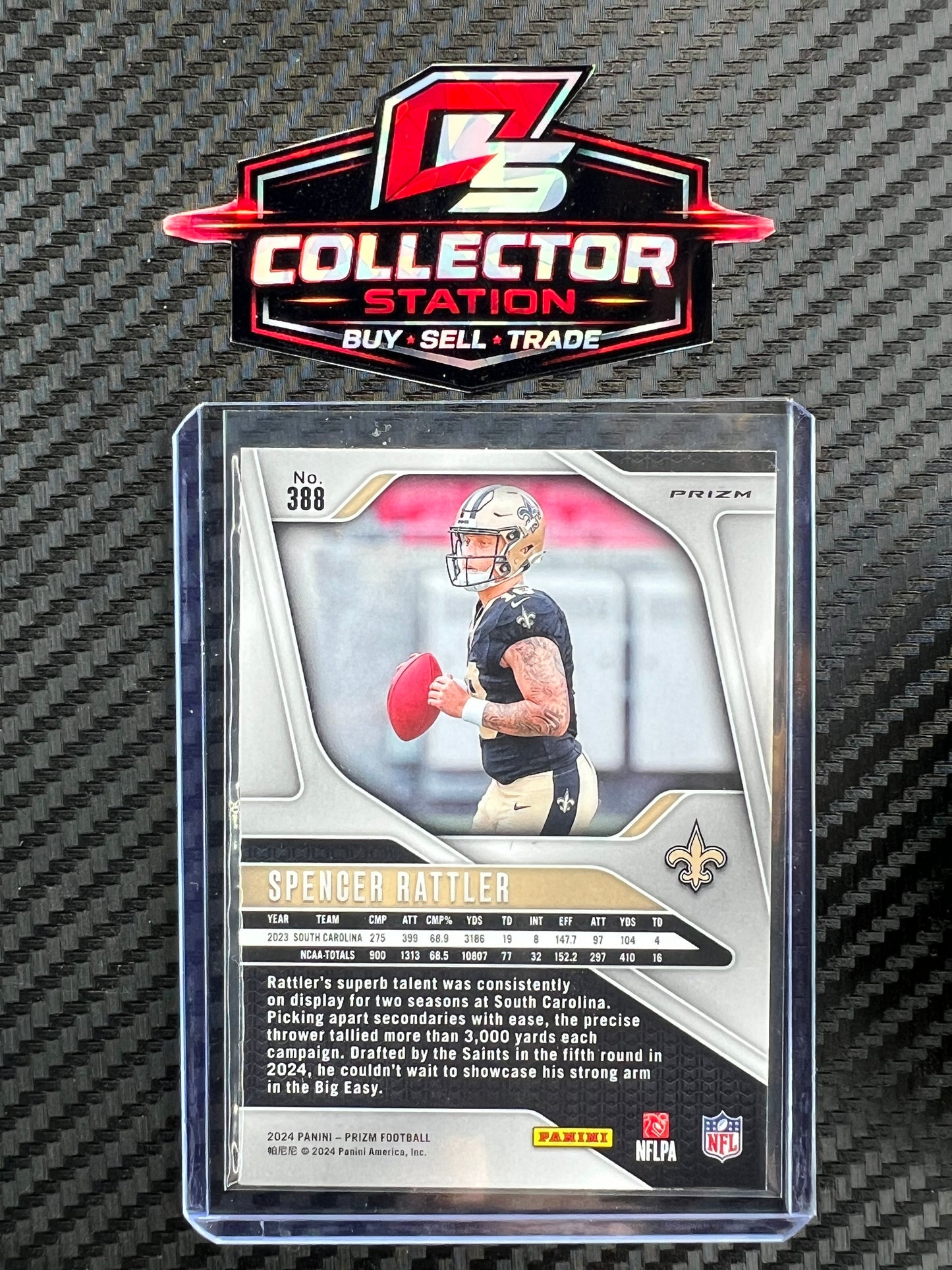 2024 Panini Prizm Spencer Rattler Black & White Checkerboard Rookie #388