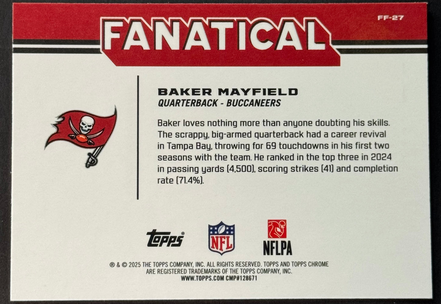 2025 Topps Chrome Baker Mayfield Fanatical #FF-27
