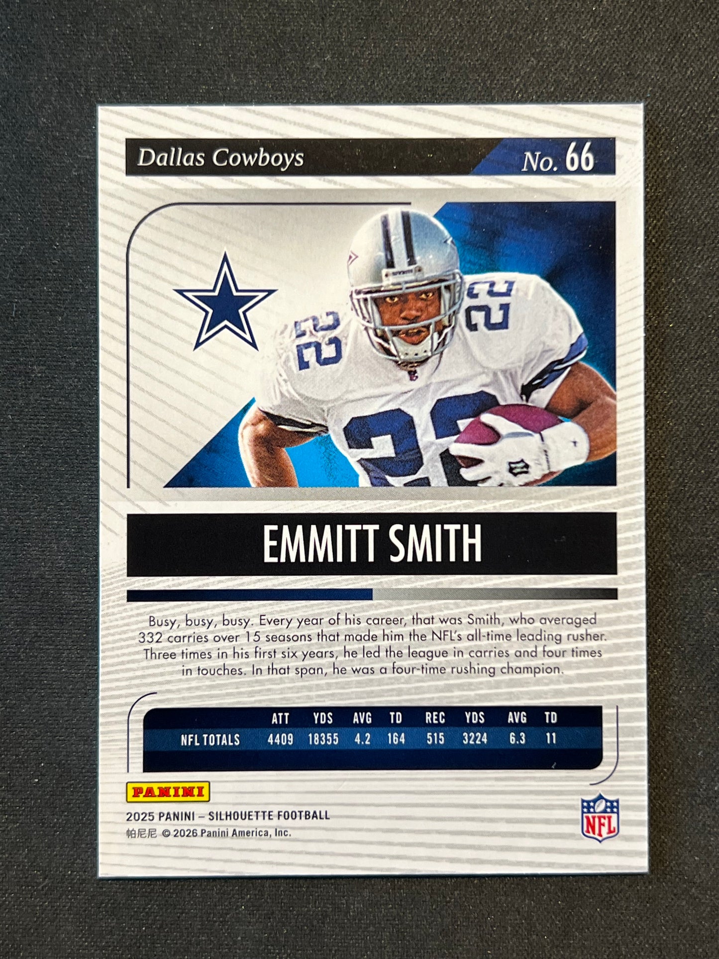 2025 Panini Silhouette Emmitt Smith /75 Red Parallel Dallas Cowboys #66