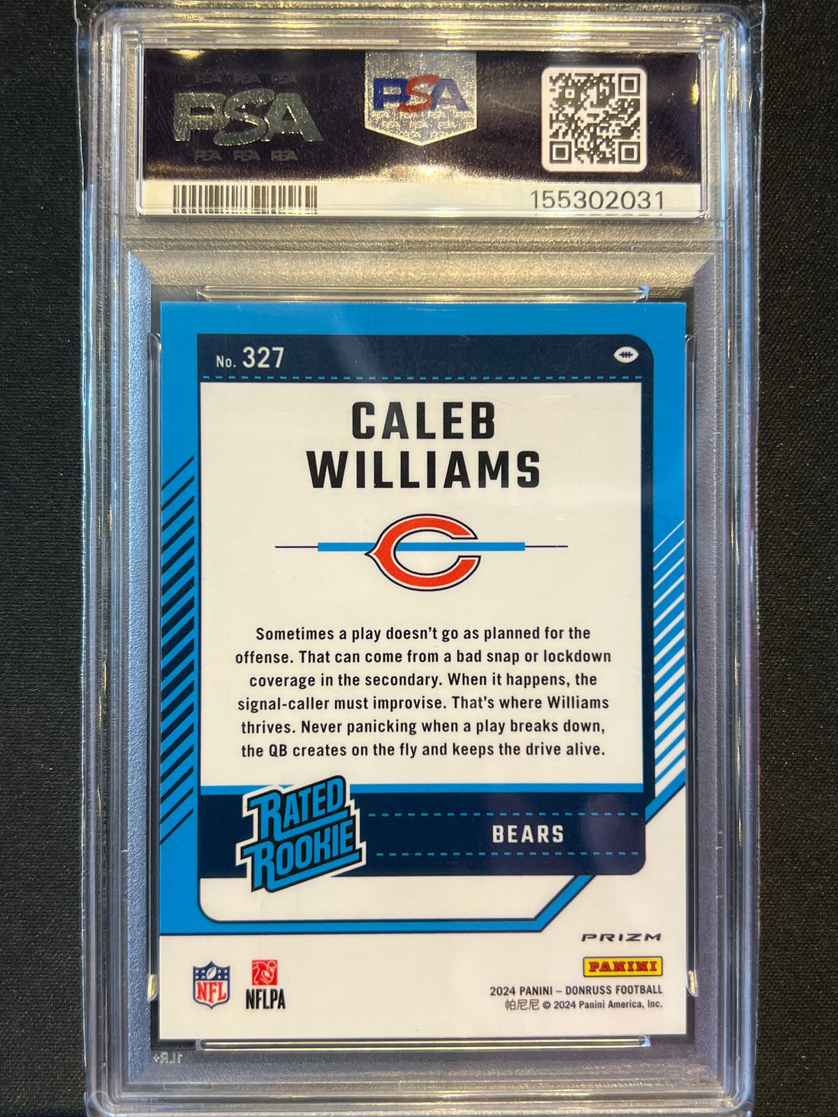 2024 Panini Donruss Optic Caleb Williams Optic Preview Red Green PSA 10 #327 Bears