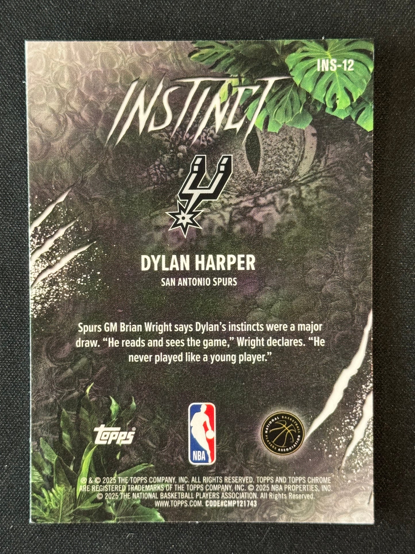 2025-26 Topps Chrome Dylan Harper Instinct Green Refractor /99 #INS-12 RC