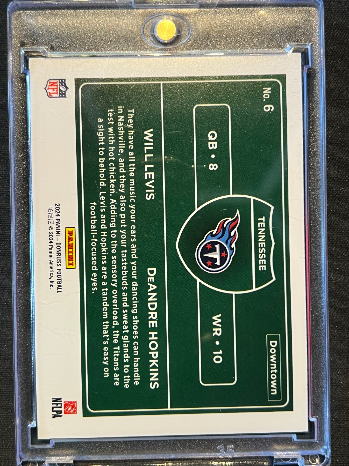 2024 Donruss #6 DeAndre Hopkins / Will Levis Horizontal Downtown!
