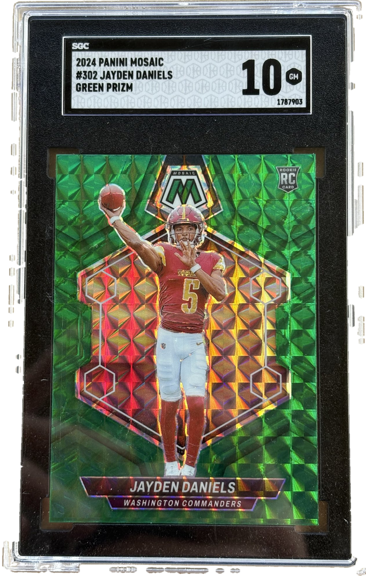 2024 Panini Mosaic Green Jayden Daniels #302 RC - Graded SGC 10