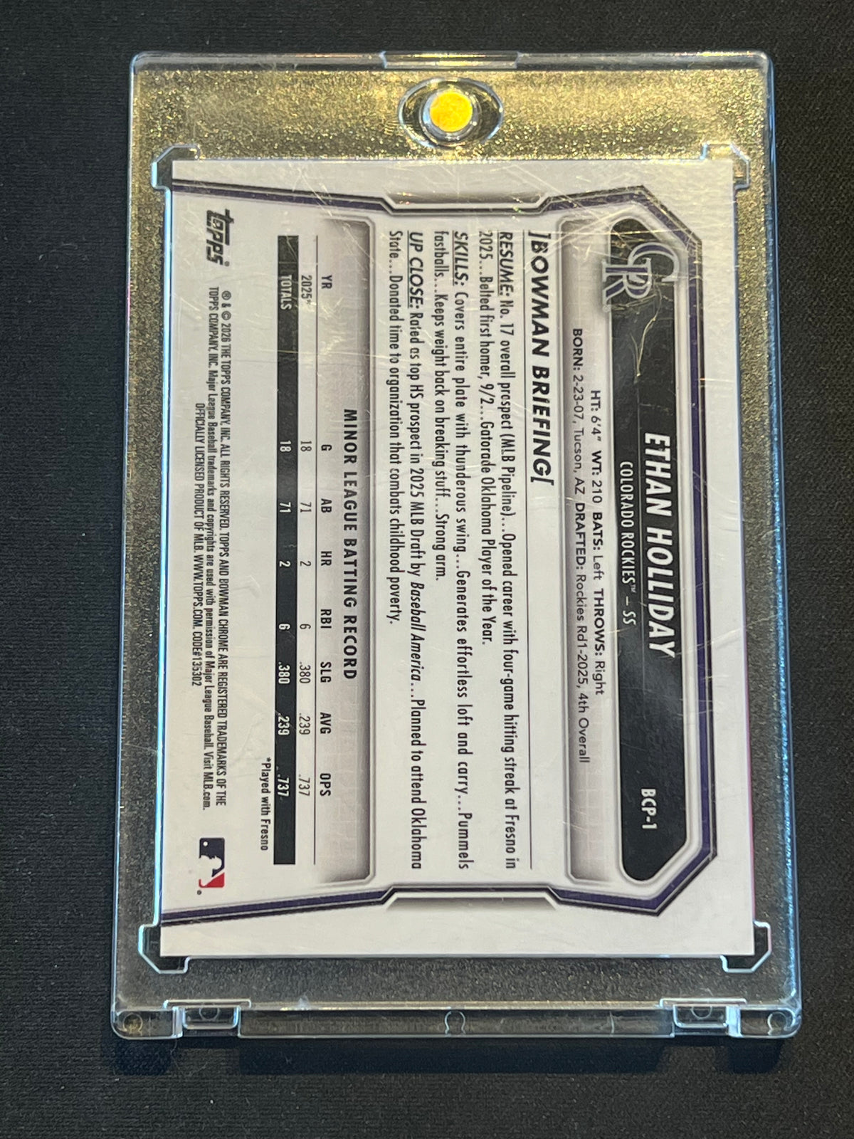 2026 Bowman 1ST Prospect Gold Shimmer Refractor 41/50 Ethan Holliday #BCP-1