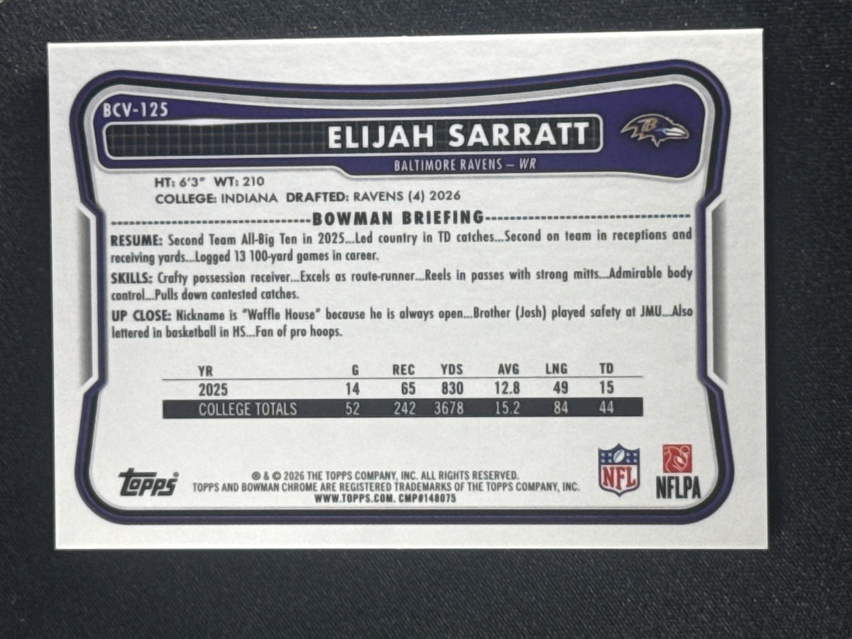 2026 Bowman Football Elijah Sarratt Gold Shimmer /50
