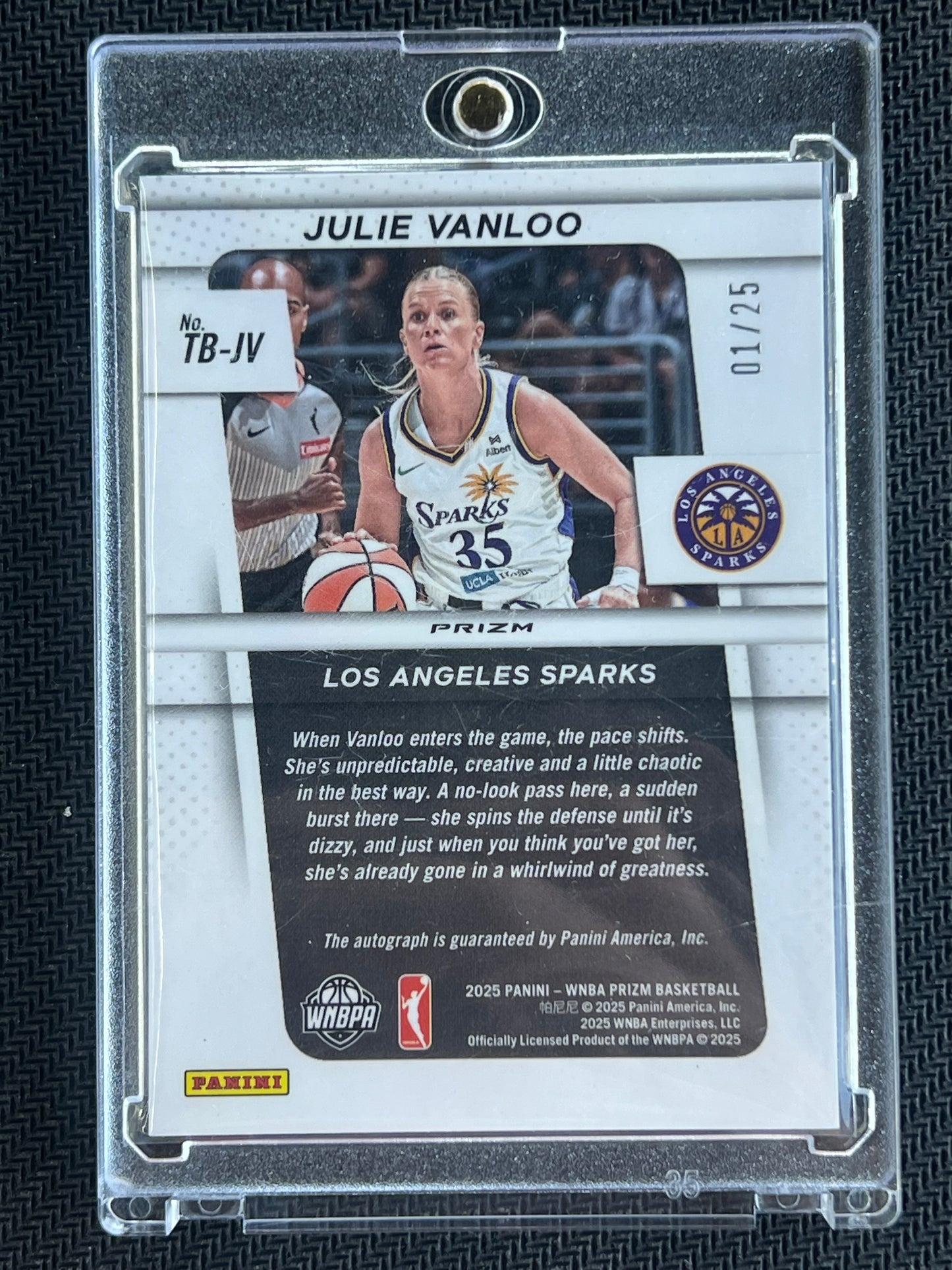 2025 Prizm WNBA Throwback Signatures Green Pulsar 01/25 Julie Vanloo Auto FIRST ON PRINT