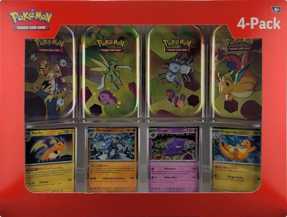 151 4-Pack Mini Tin Box (4 Mini Tins + 4 Promo Cards Bundle) - SV: Scarlet & Violet 151 (MEW) Pokemon