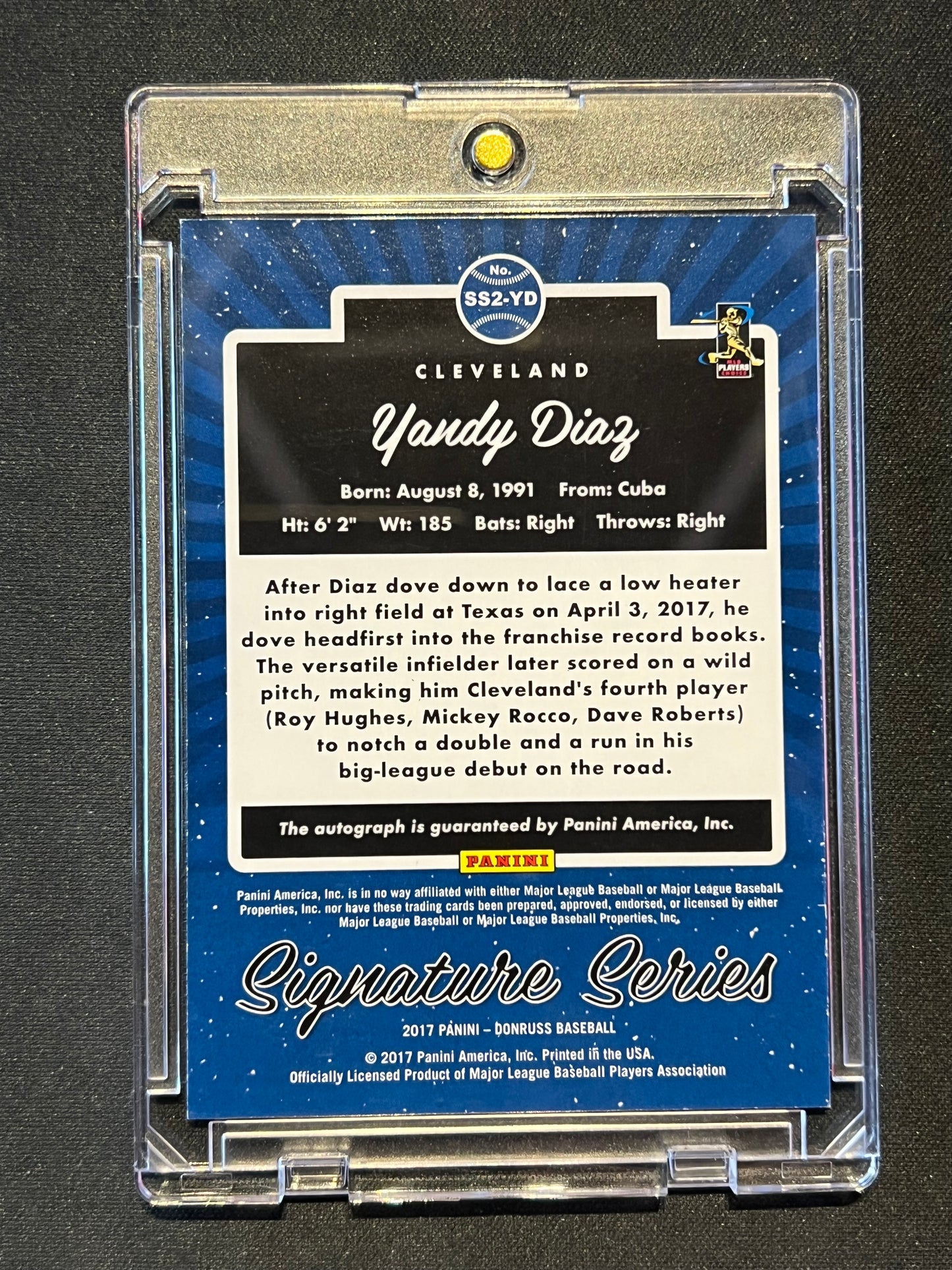 2017 Panini Chronicles Donruss Signature Series Yandy Diaz Purple 2/15 #SS2-YD