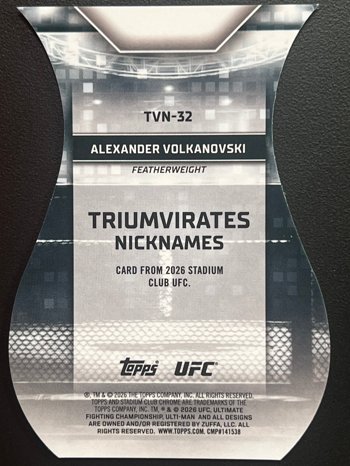 2026 Topps Stadium Club Alexander Volkanovski Triumvirates Nicknames Die-Cut #TVN-32