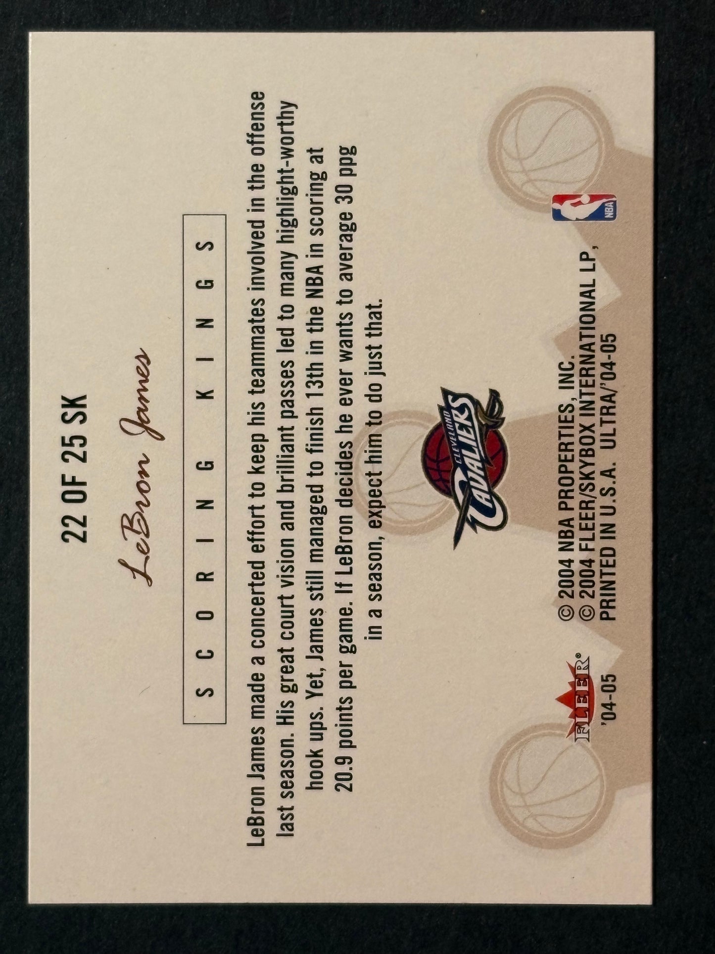 2004-05 Fleer Ultra LeBron James Scoring Kings #22 SK Cavaliers