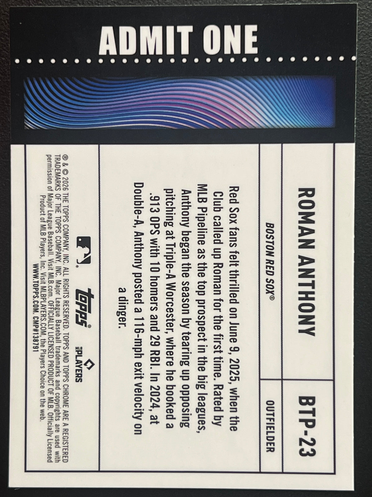 2026 Topps Chrome #BTP-23 Roman Anthony Big Ticket Players Logofractor