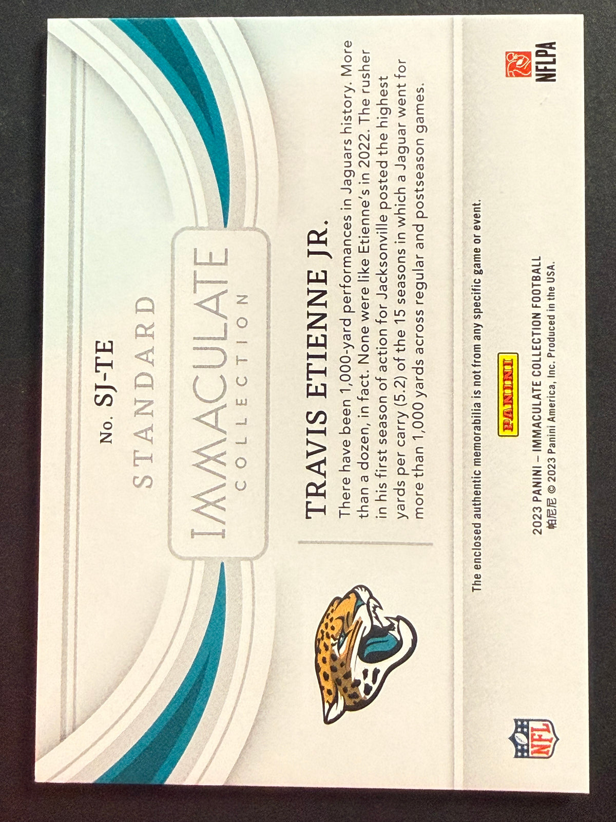 2023 Panini Immaculate Collection Travis Etienne Jr. Jaguars Patch Card #SJ-TE 29/49