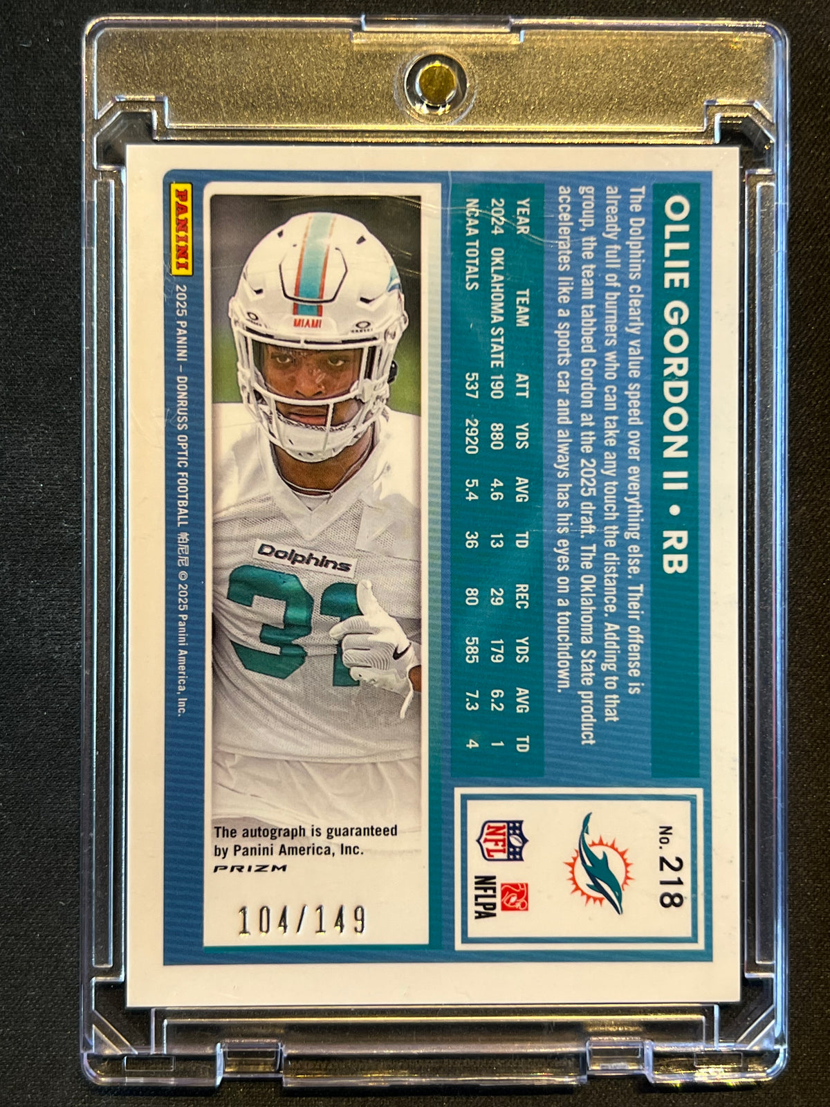 2025 Donruss Optic Ollie Gordon II Rated Rookies Autographs Blue /149 #218