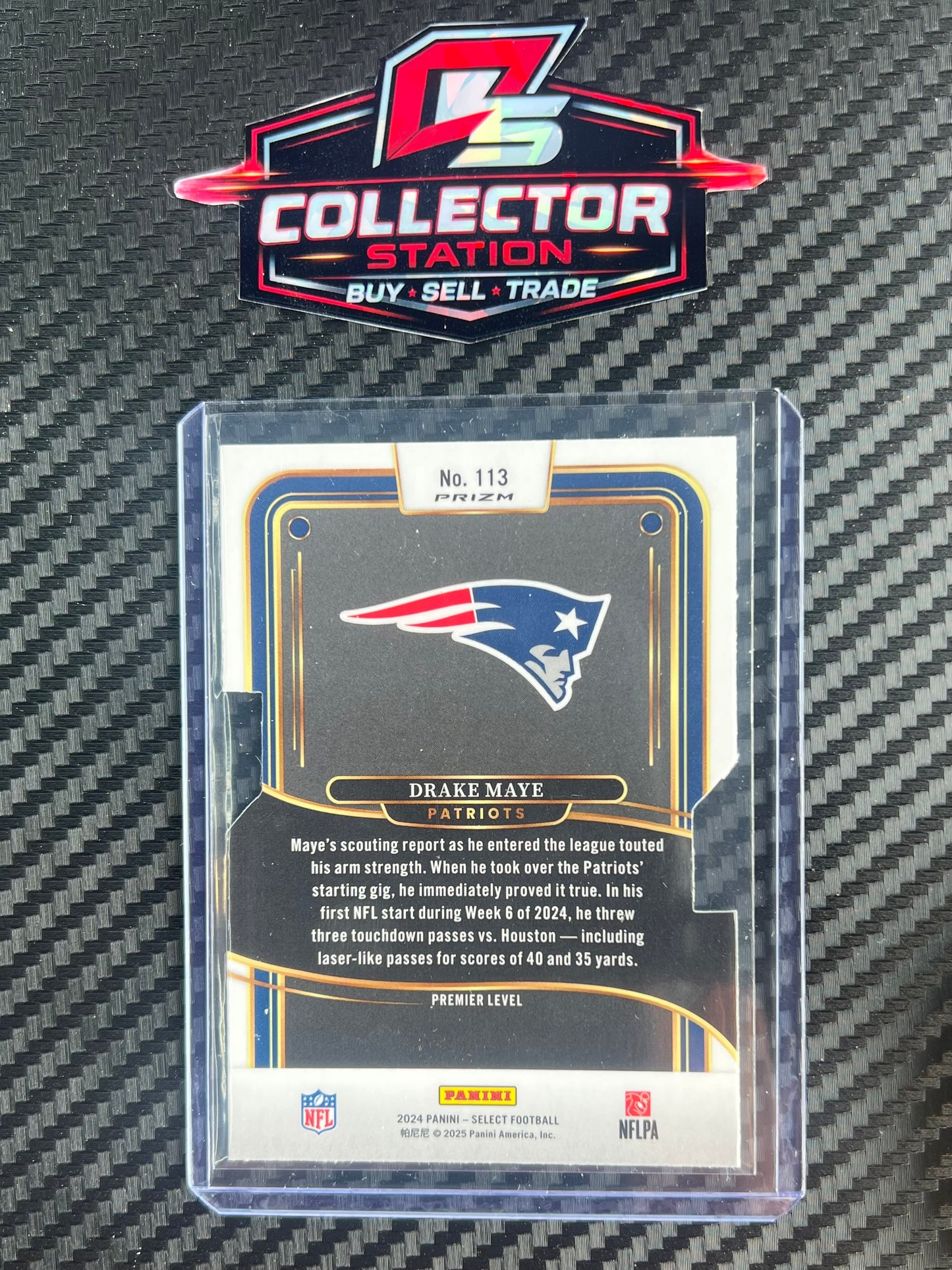 2024 Panini Select - Premier Level Drake Maye #113 Silver Prizm Die-Cut (RC)