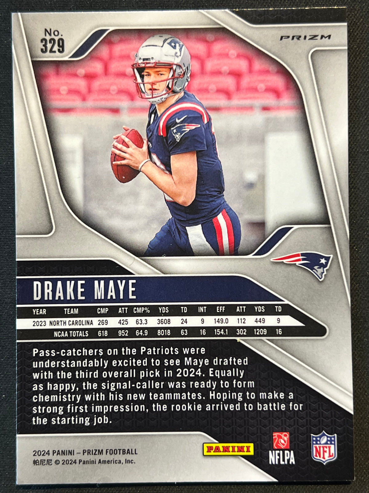 2024 Panini Prizm - Rookies Drake Maye #329 Red White & Blue Prizm (RC)