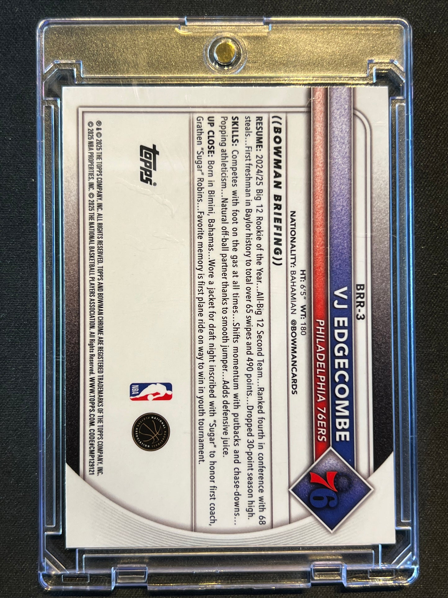 2025-26 Bowman - Chrome Rookie Red RC Logo Variation VJ Edgecombe #BRR-3 (RC)