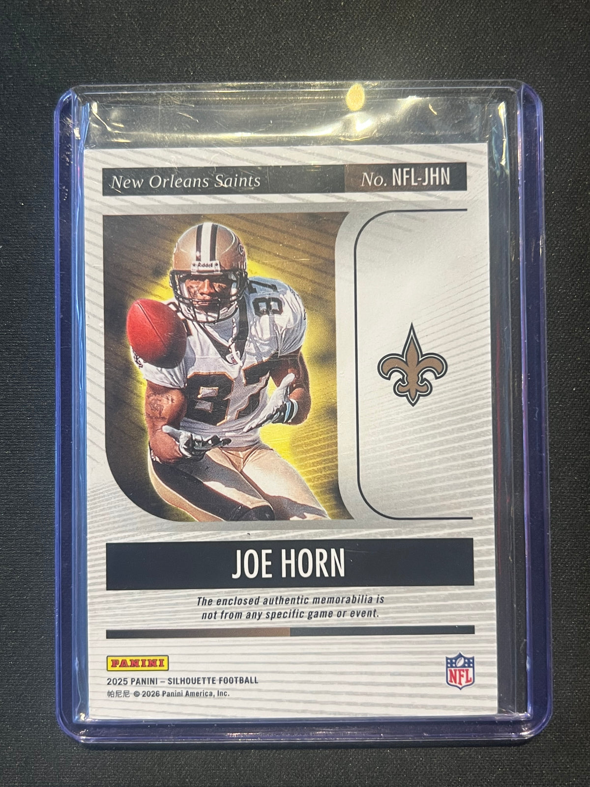 2025 Panini Silhouette NFL Shield Patch Joe Horn Saints #NFL-JHN 4/5