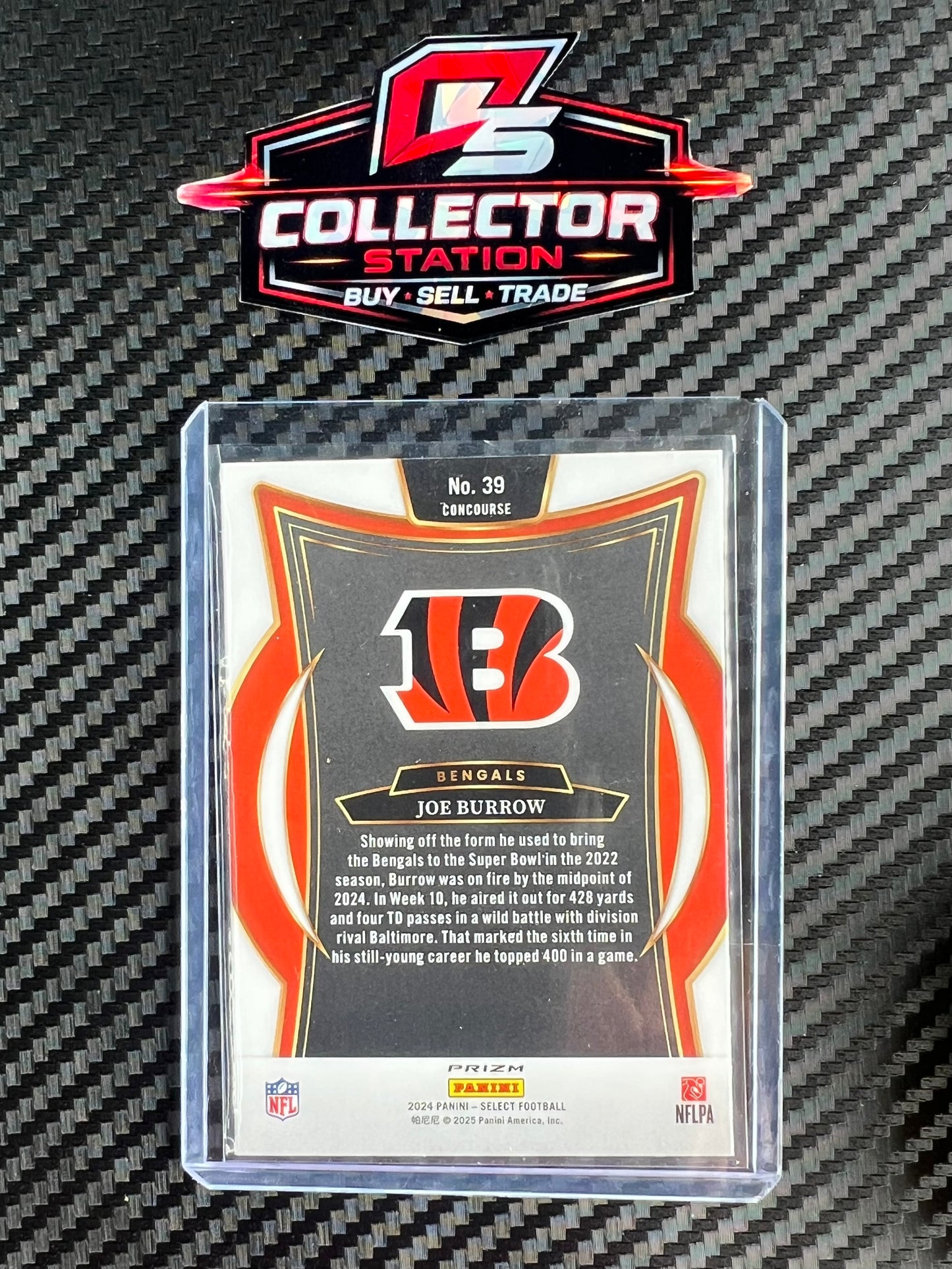 2024 Panini Select Football Joe Burrow Zebra Concourse #39 SSP