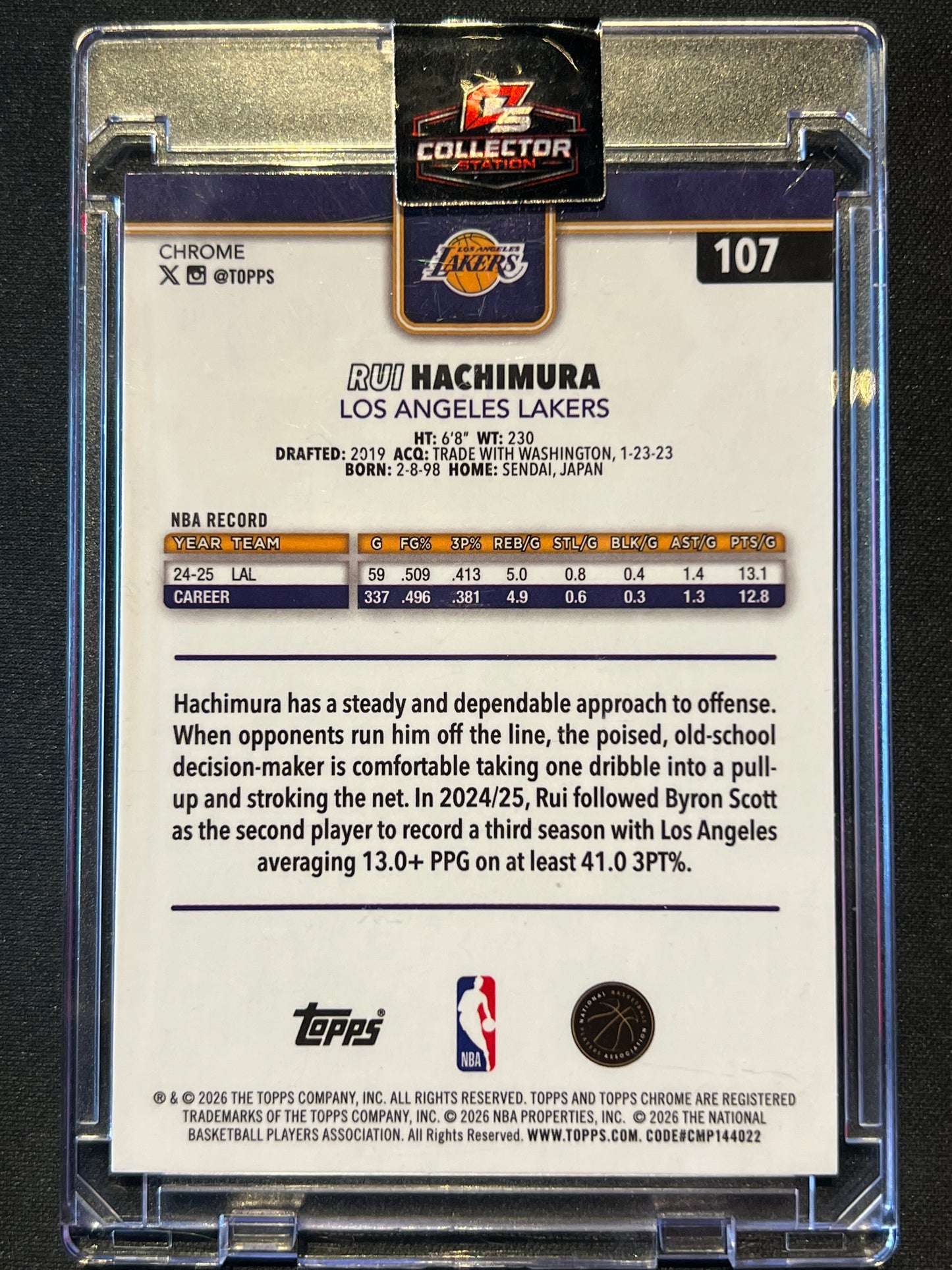 2025-26 Topps Chrome Update - Rui Hachimura #107 Blue Refractor /150