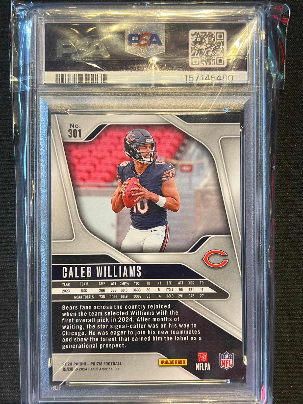 2024 Panini Prizm Rookie Caleb Williams #301 RC PSA 8 NM-MT Bears
