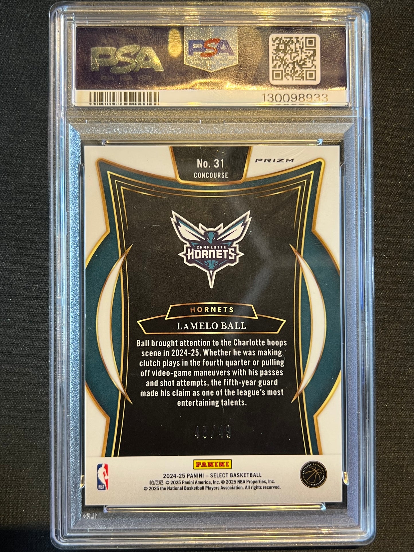2024-25 Panini Select Concourse LaMelo Ball #31 Bronze Checker Prizm /49 PSA 10