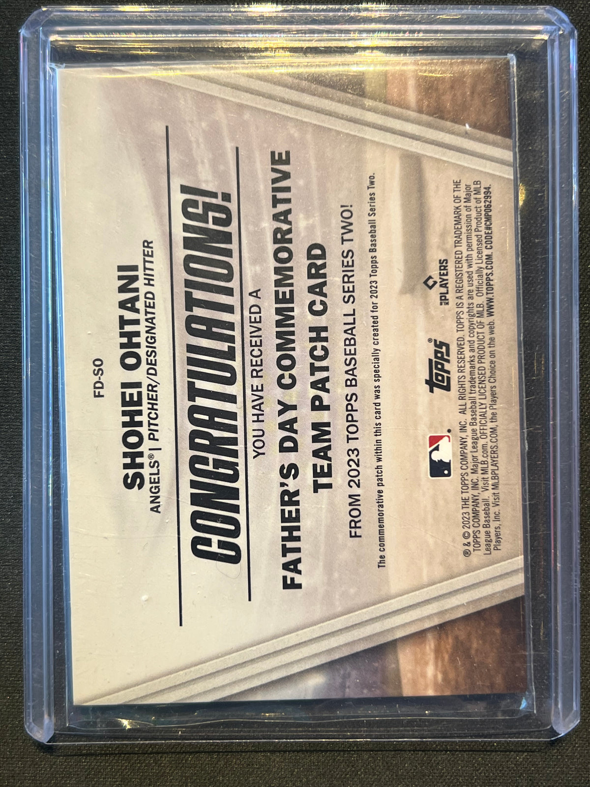 2023 Topps - Father's Day Commemorative Team Patches #FD-SO Shohei Ohtani