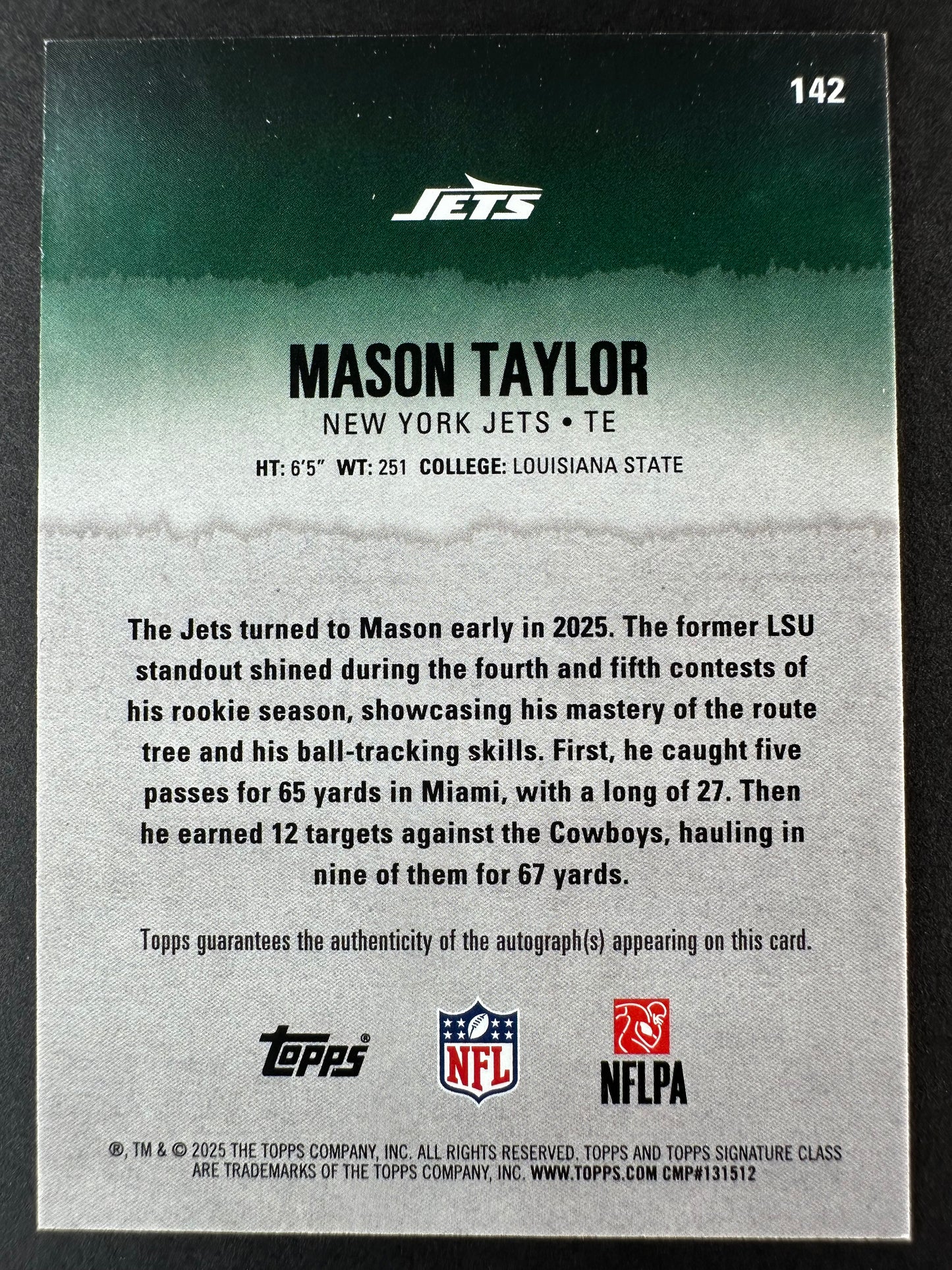 2025-26 Topps Signature Class Football Mason Taylor Auto