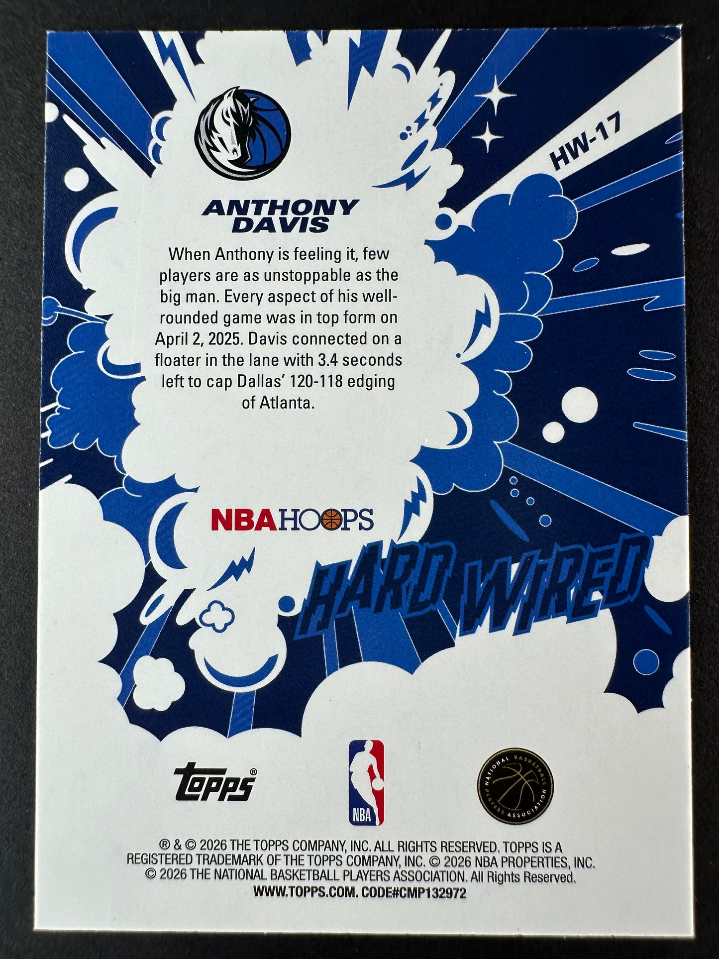 2025-26 Topps NBA Hoops Anthony Davis Hard Wired Green Pixel Burst /75