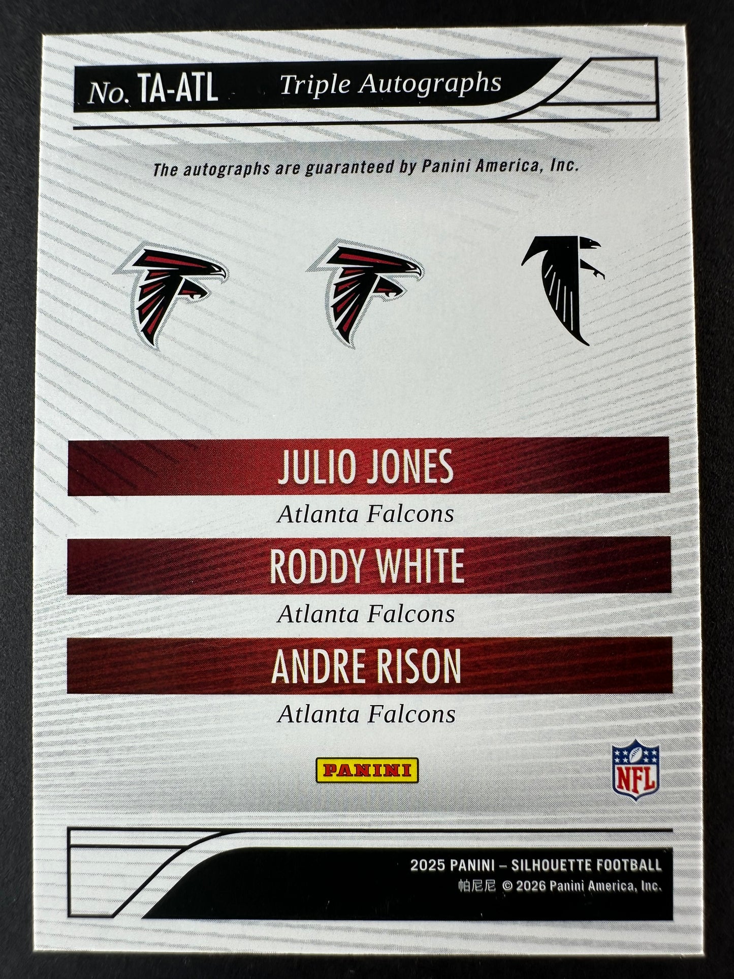 2025 Silhouette Julio Jones Roddy White Andre Rison Tripple Auto /10