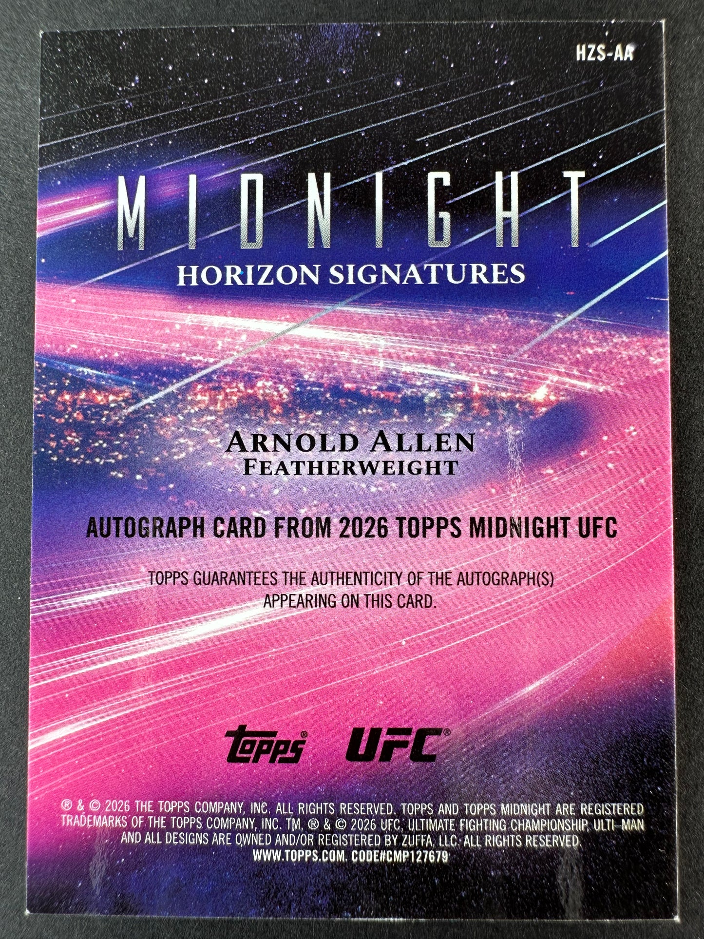 2026 Topps Midnight UFC Arnold Allen Horizon Signitures Shock /75