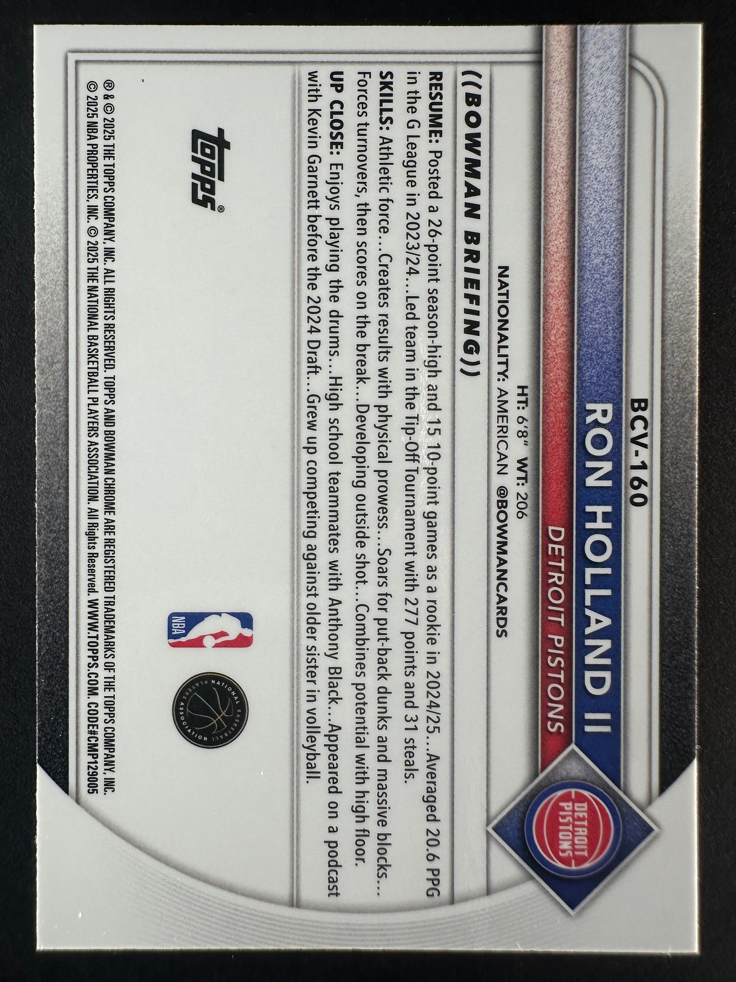 2025-26 Bowmen Chrome Ron Holland II Yellow X-Fractor /75