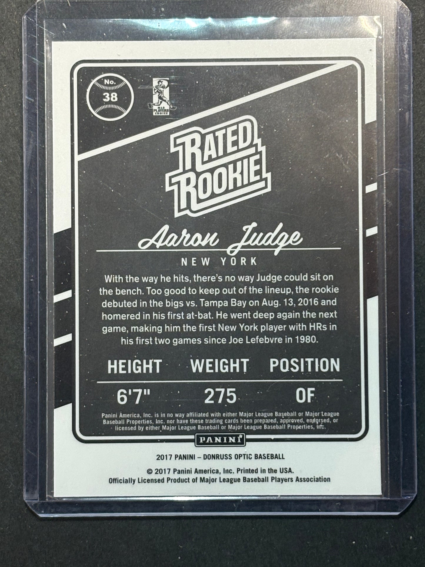 2017 Panini Donruss Optic - Rated Rookies Aaron Judge #38 RC