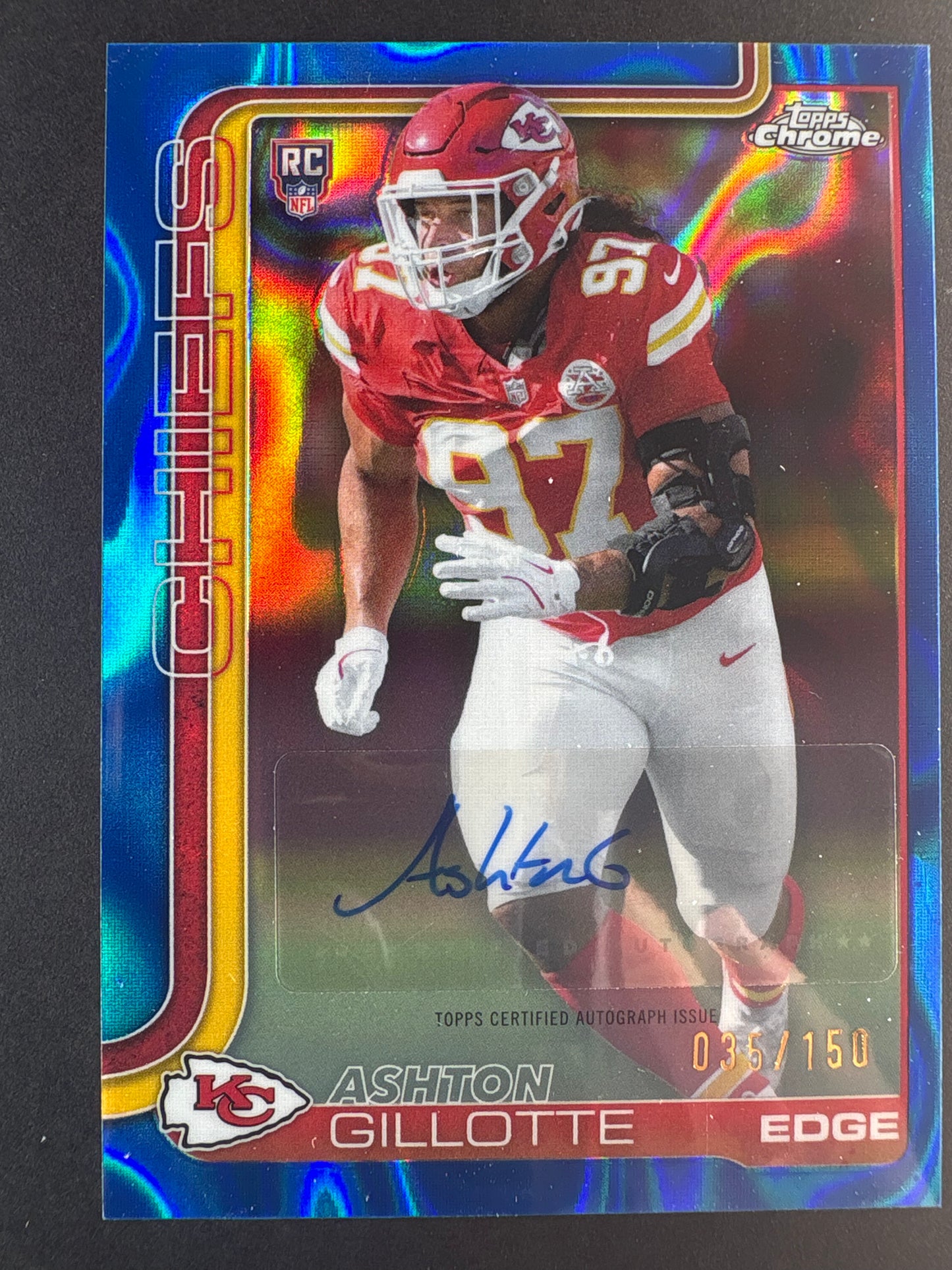 2025 Topps Chrome Ashton Gillotte (RC) Blue Refractor Auto #/150