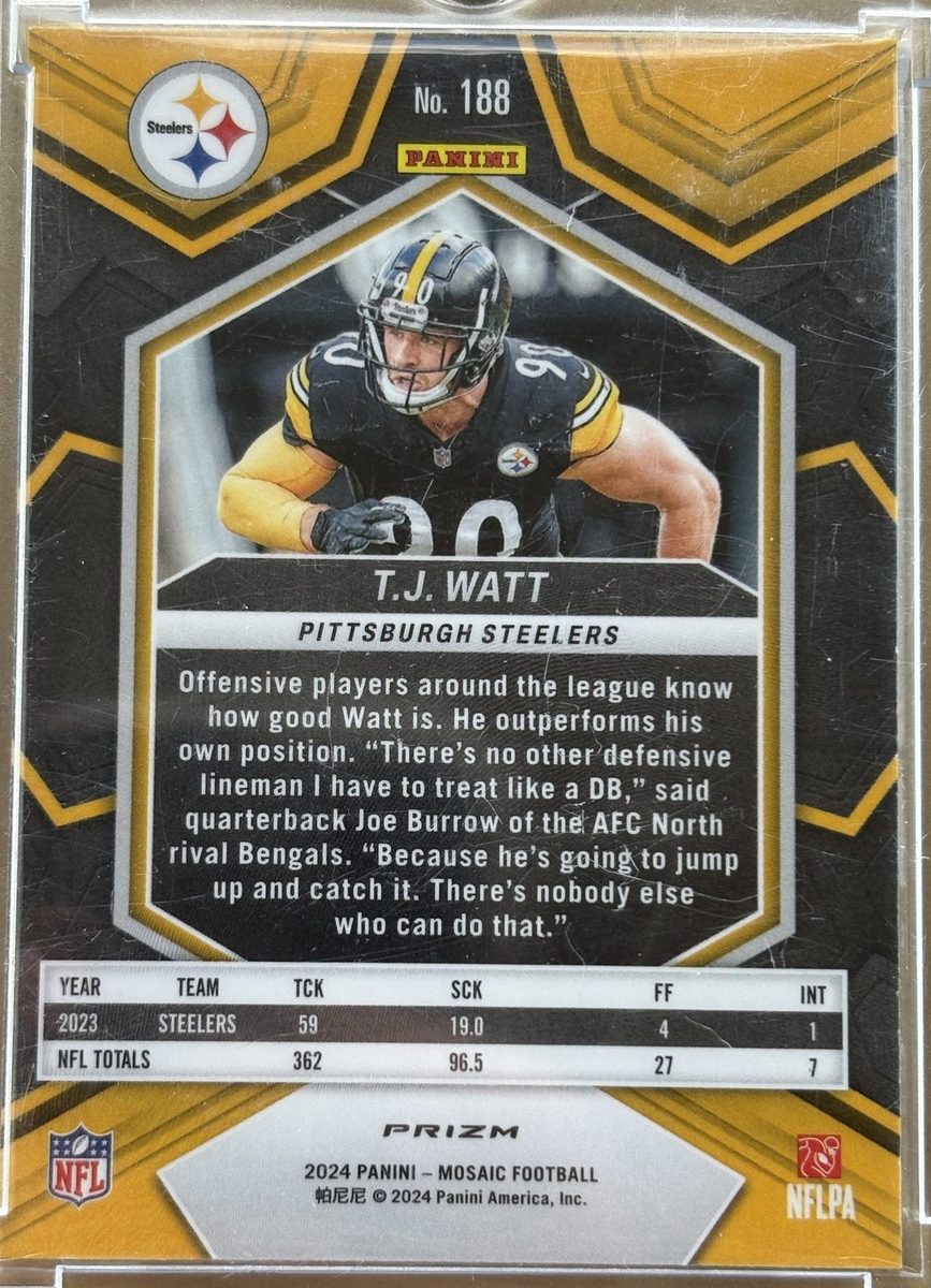 Panini 2024 Mosaic T.J. Watt #188 Genesis Prizm