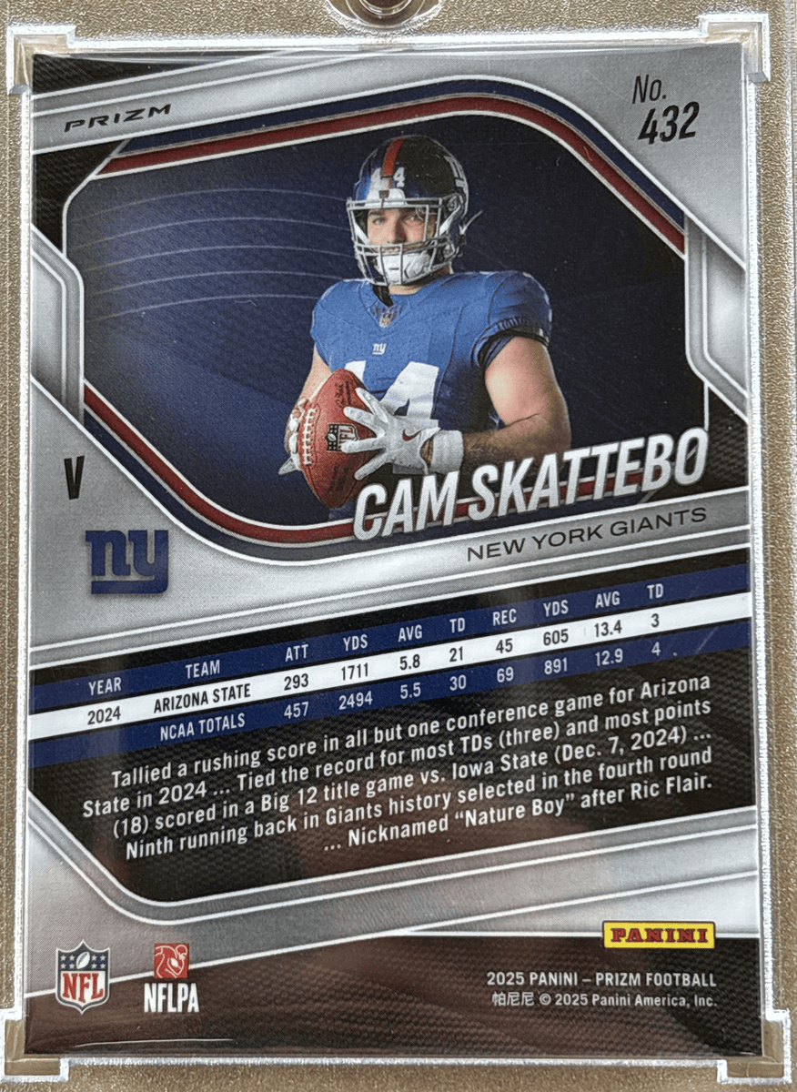 Panini 2025 Silver Prizm Cam Skattebo #432 RC