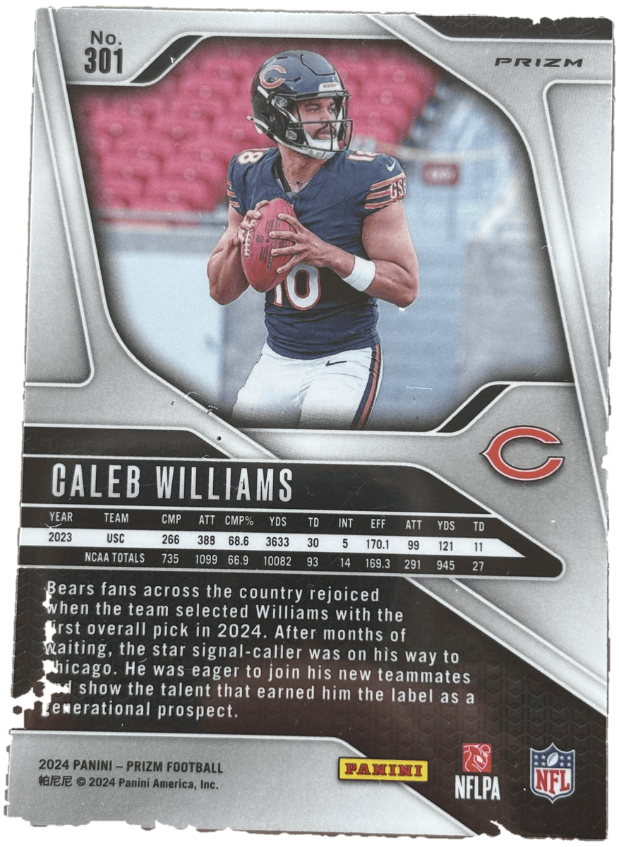 Panini 2024 Prizm Black & White Checkerboard Caleb Williams #301 RC