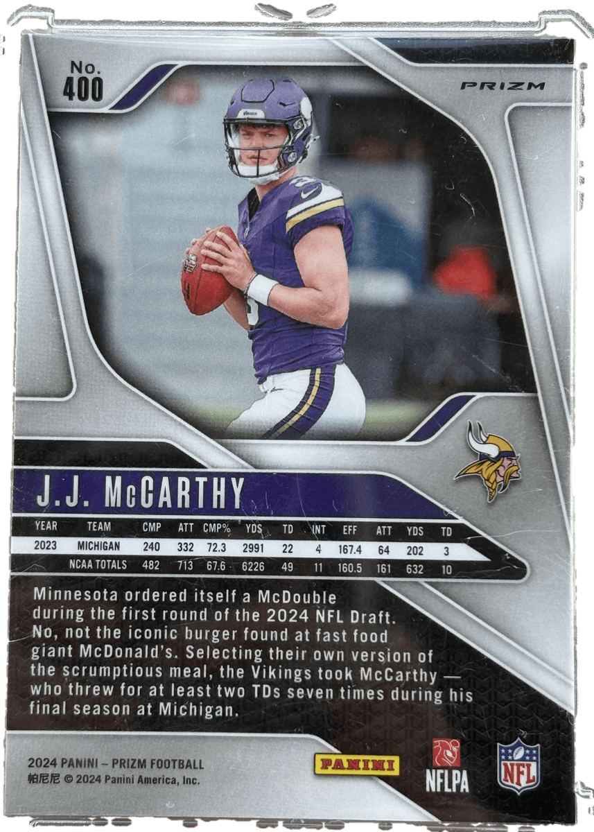 Panini 2024 Prizm J.J. McCARTHY #400 Silver Prizm RC