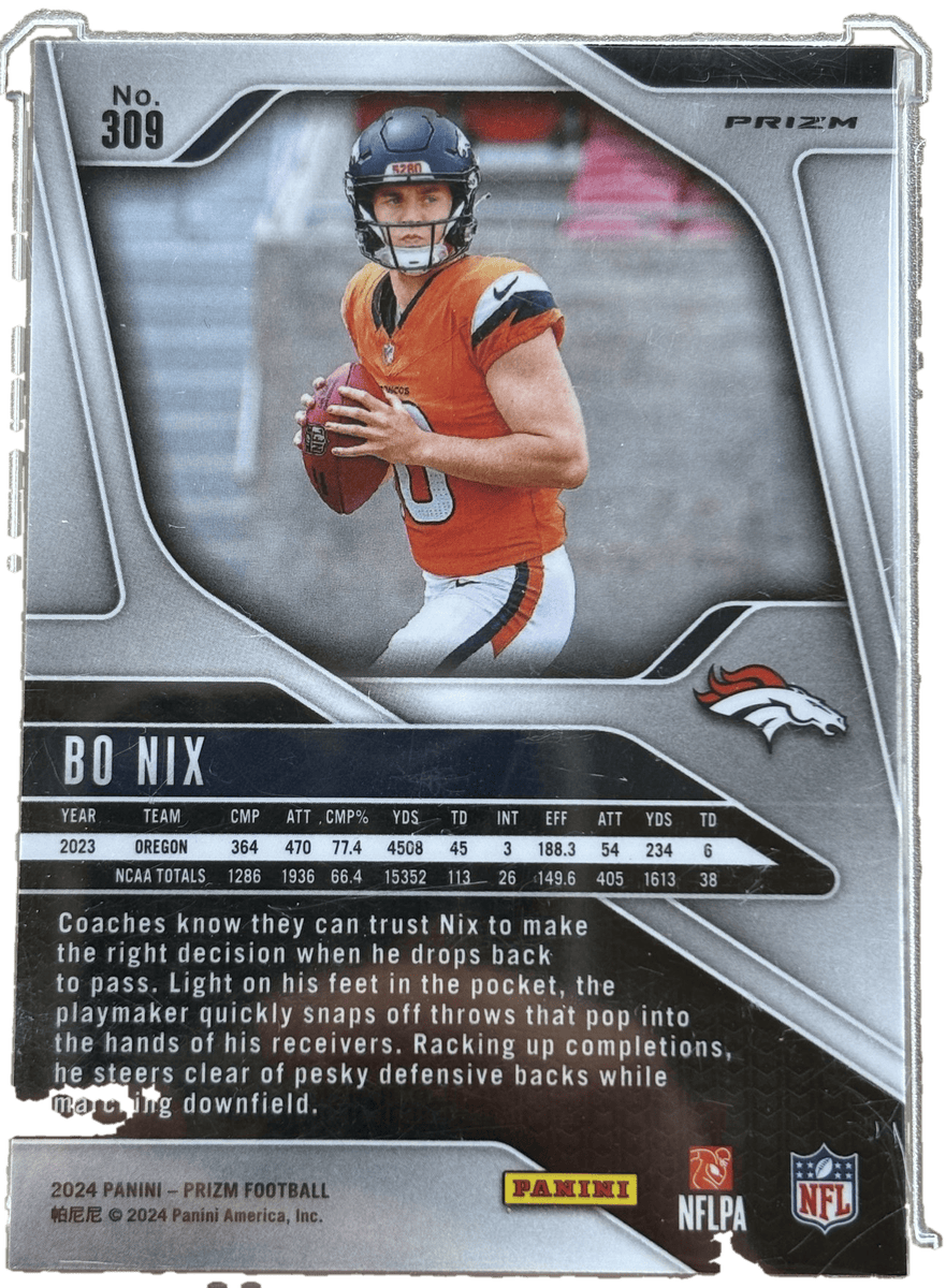 Panini 2024 Prizm Bo Nix #309 Green Wave RC