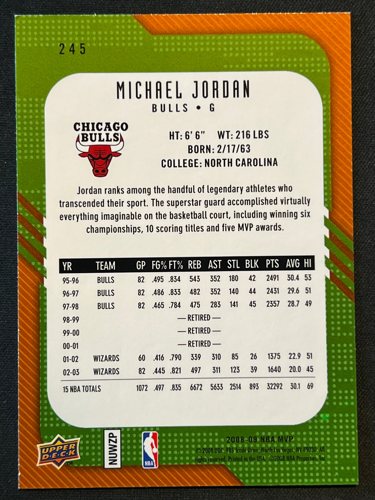 2008-09 Upper Deck MVP - MVP Legends Michael Jordan #245