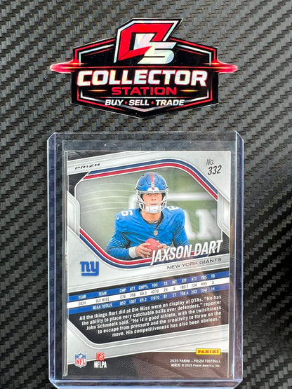 2025 Panini Prizm Jaxson Dart Silver Lazer Rookie Card (RC) Refractor SP #332
