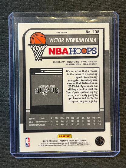 2023-24 Panini Nba Hoops Premium Stock - Victor Wembanyama #108 Ice Prizm Rookie