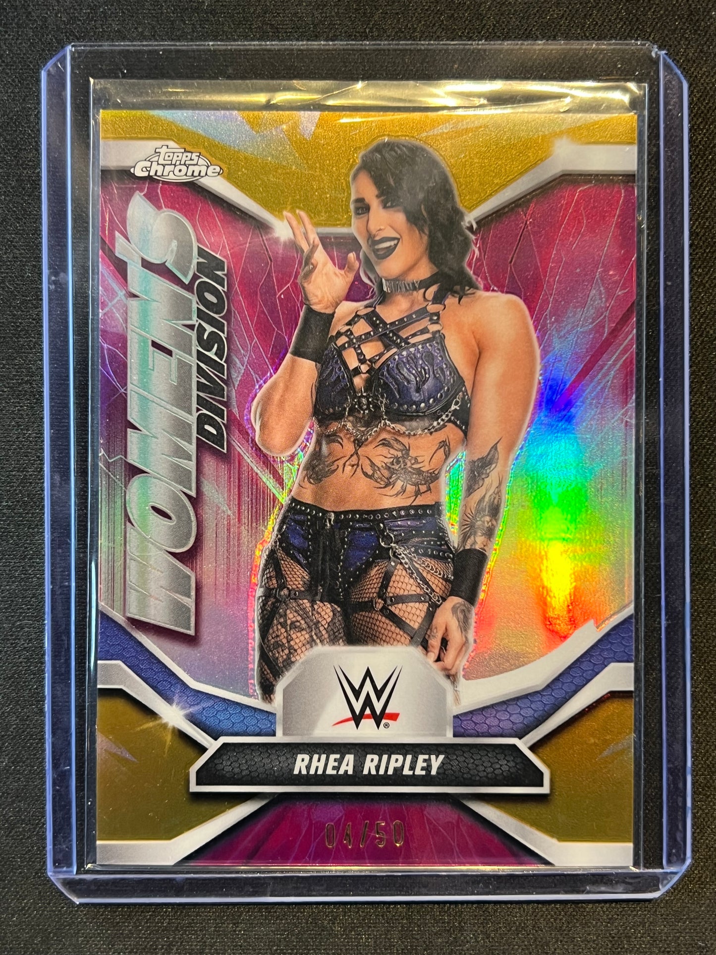 2026 Topps Chrome WWE Rhea Ripley Women’s Division Insert #WDV-36 Gold /50