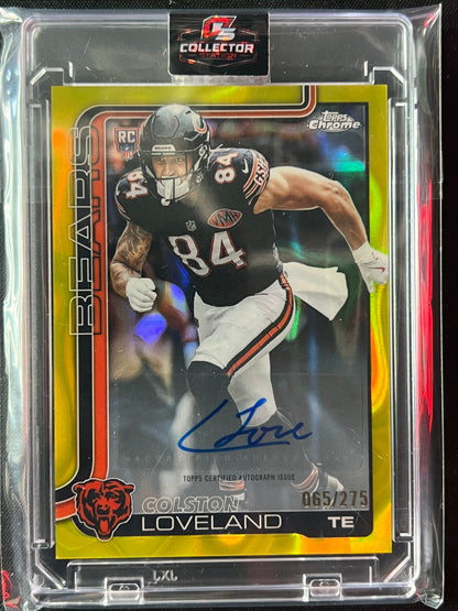 2025 Topps Chrome Colston Loveland Rookie Autographs 065/275 Yellow Refractor #RA-CL